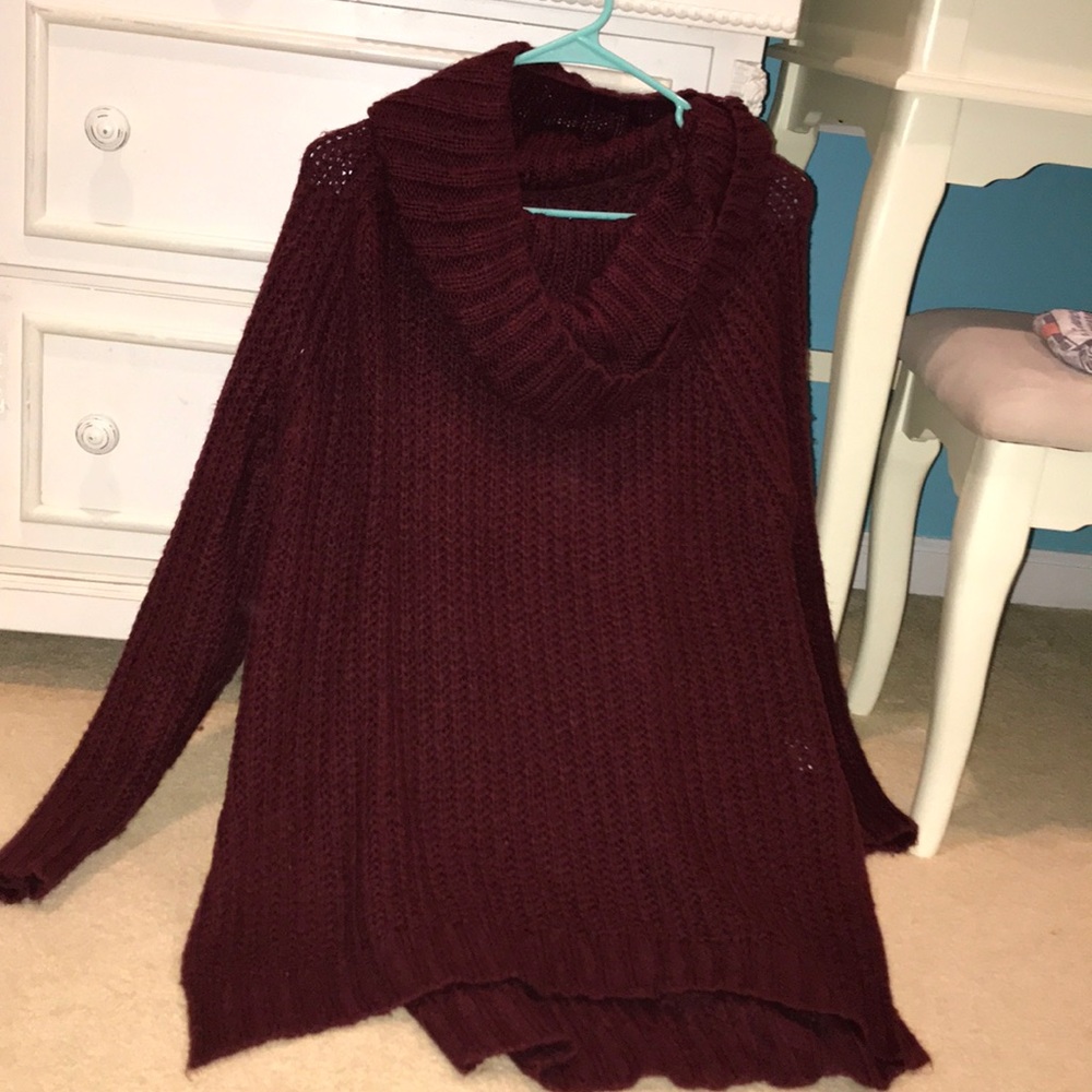 Dark red sweater dress